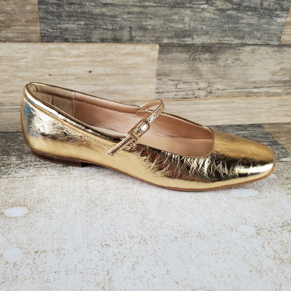 Dolce Vita Shoes - Dolce Vita Aileen Womens Mary Jane Flats Sz 6 M Gold Leather Buckle Square Toe